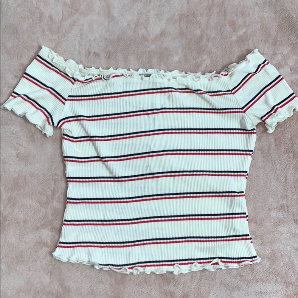 Ruffled off the shoulder top
